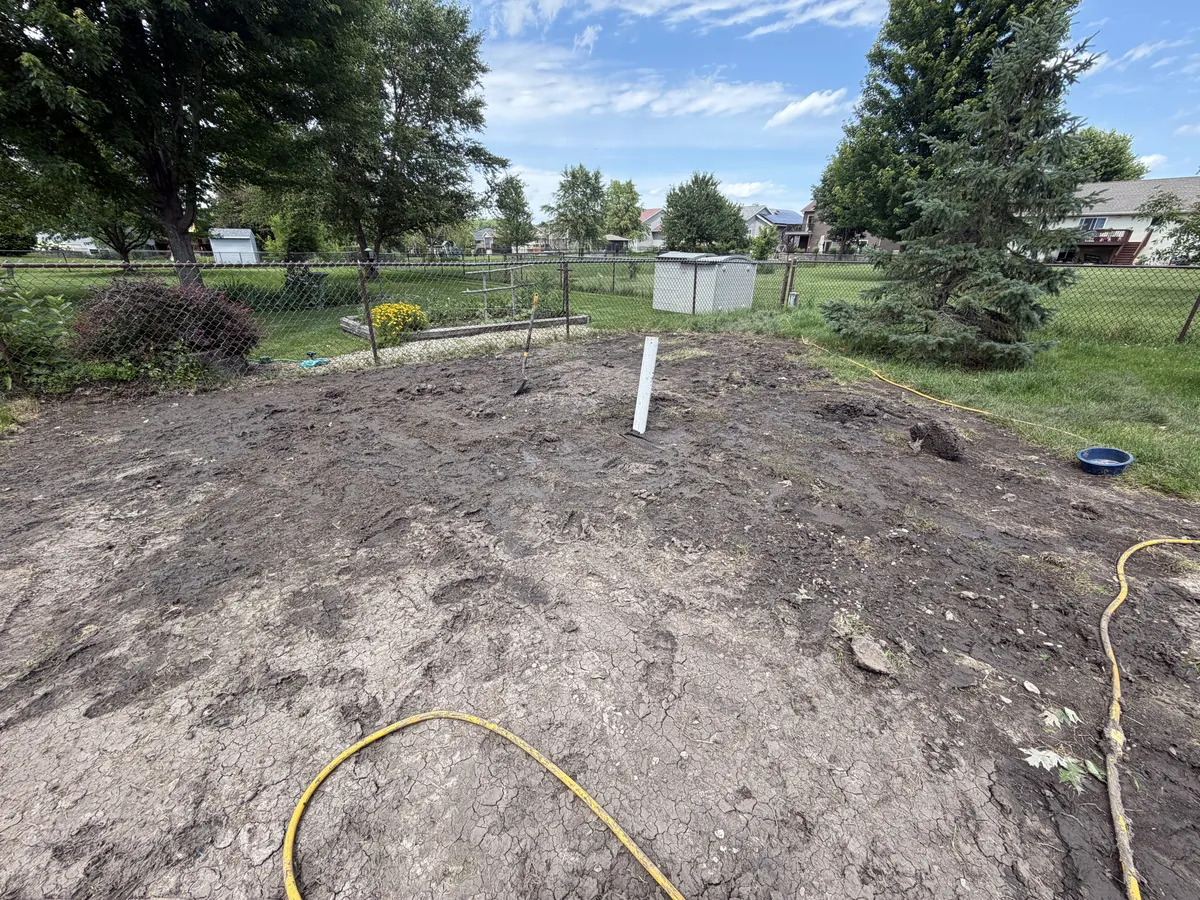 Completed yard drainage trench project in Iowa City, Iowa
